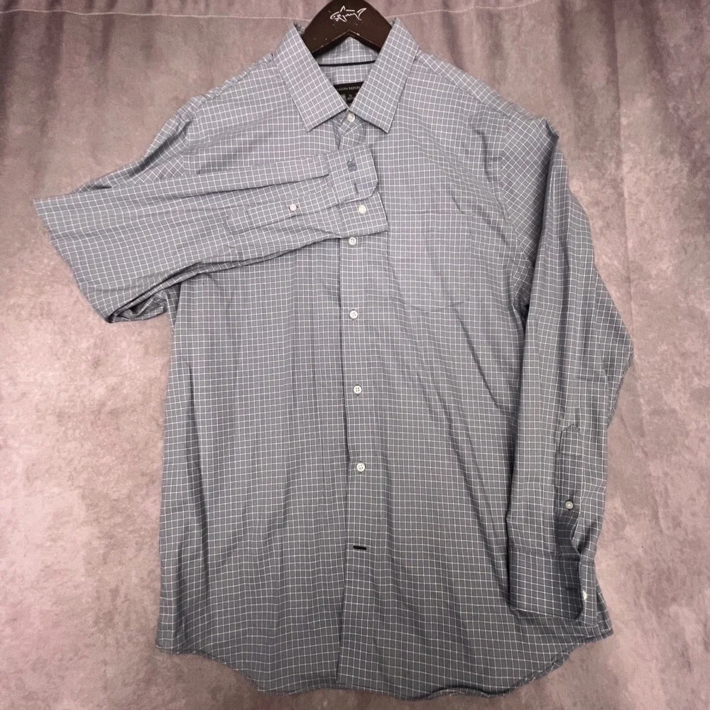 Banana Republic Button Down Shirt Mens XL Blue Grid Excellent Long Sleeve Cotton